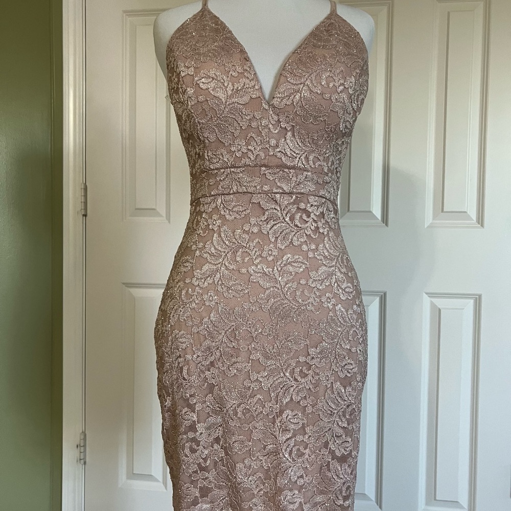 Flesh/ tan colored cocktail dress